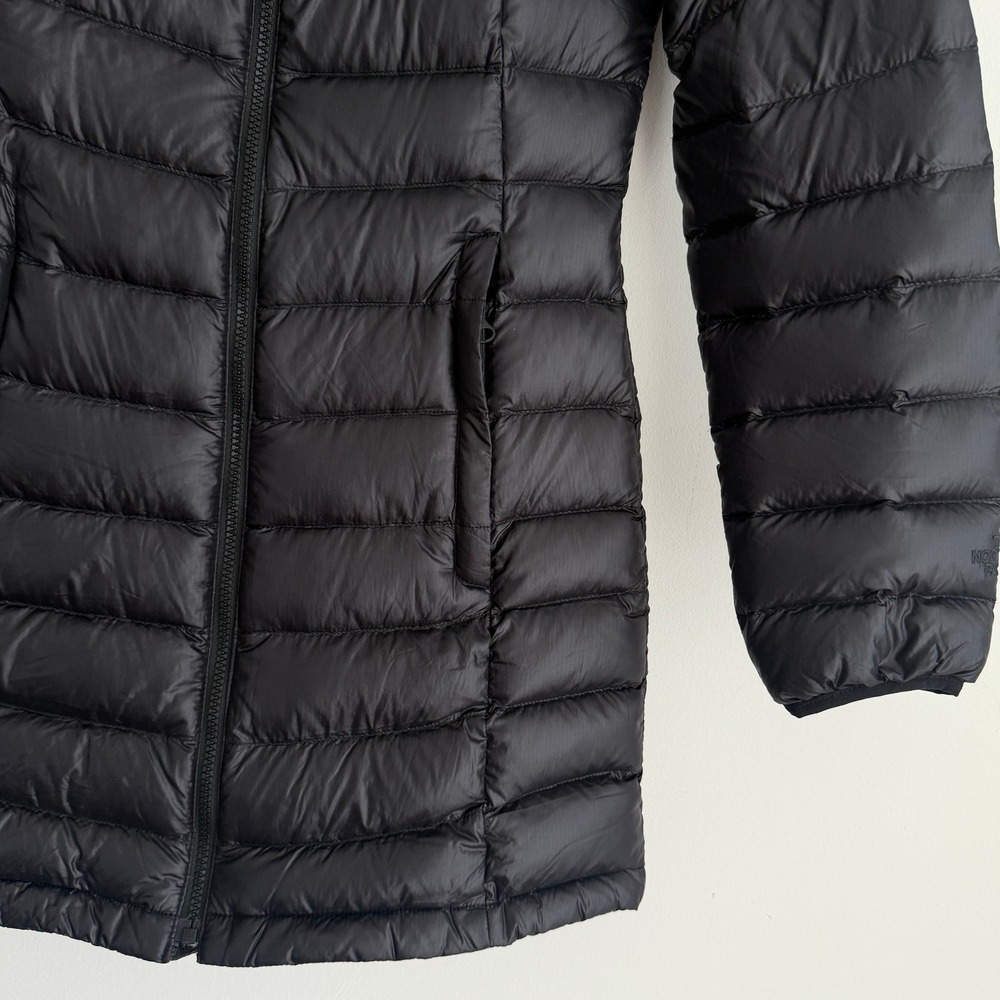 The North Face Puffer Jacket Small Womens Black Hooded Down Parka Jenae - Picture 3 of 12